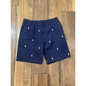 polo ralph lauren all over print pony logo boys shorts blue size 18